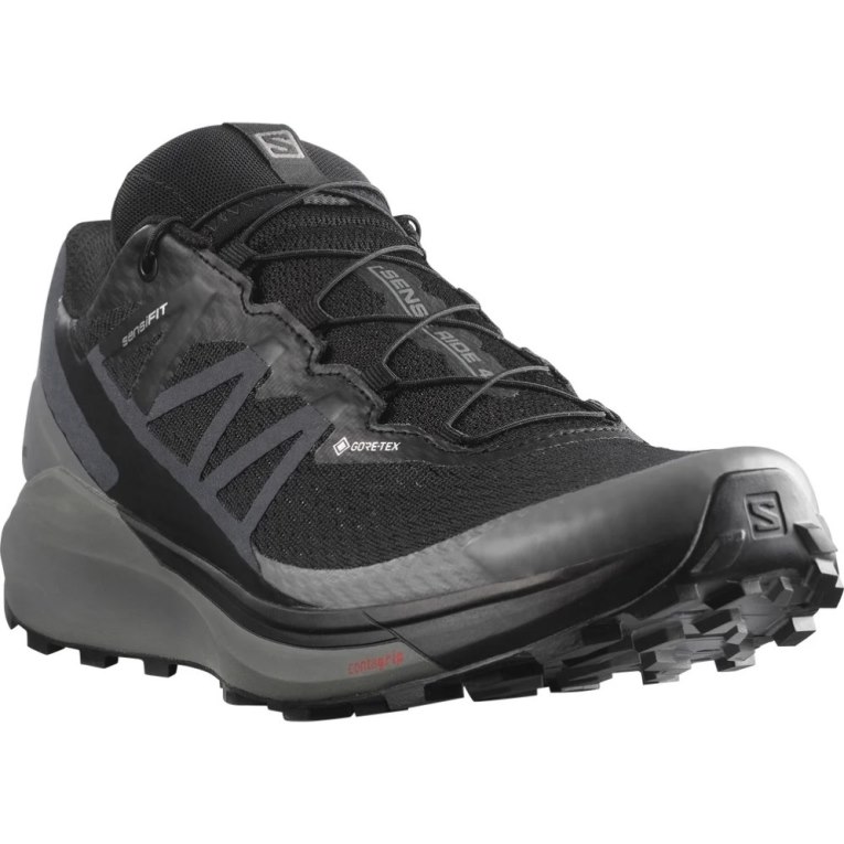 Tenis Para Trail Running Salomon Sense Ride 4 GTX Invisible Fit Hombre Negros | MX OTZS679